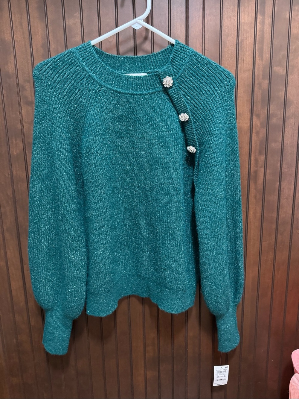 Sparkle Knit Sweater with Rhinestone Buttons - NWT - Picture 1 of 3